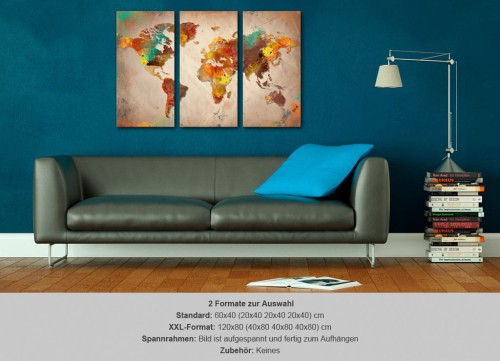 Obraz na korku - Malowany świat [Mapa korkowa]