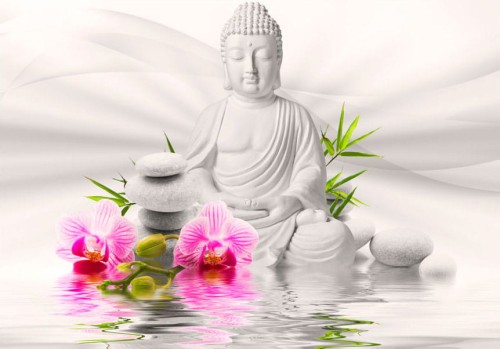 Fototapeta - Budda i orchidee