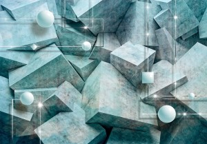 Fototapeta - Betonowe sześciany (zielony)