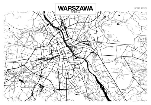 Fototapeta - Mapa Warszawy