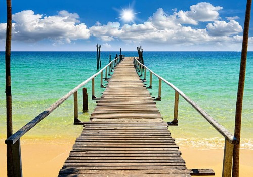 Fototapeta - Plaża, słońce, pomost