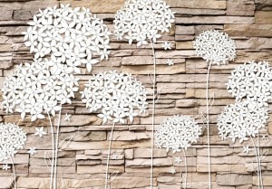 Fototapeta - Kwiaty na kamieniu