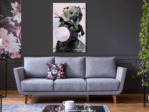 Obraz - Mops z gumą (1-częściowy) pionowy