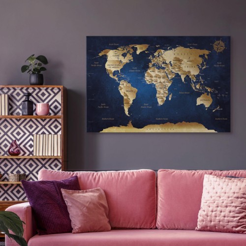 Obraz - Mapa świata: Granatowa głębia
