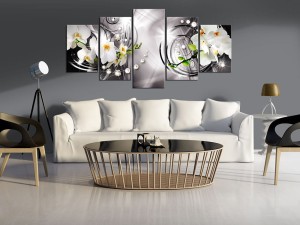 Obraz - Storczyk, perły i diamenty