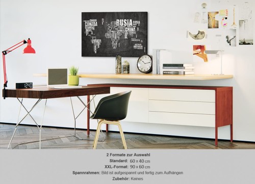 Obraz na korku - Mundo Negro [Mapa korkowa]