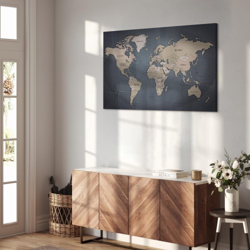 Obraz - Mapa świata: Odcienie szarości