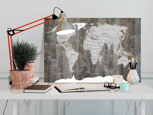 Obraz - Mapa świata: Drewniany świat