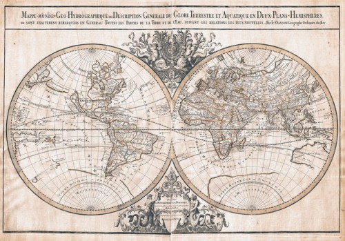 Fototapeta - Mappe-Monde Geo-Hydrographique