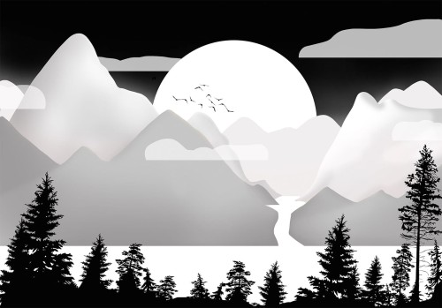 Fototapeta - Krajobraz o zachodzie - drugi wariant