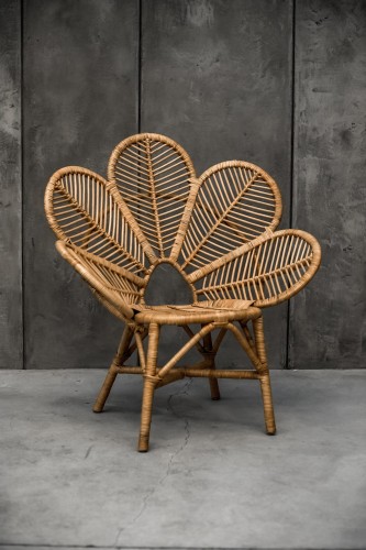 Fotel boho kwiat Rattanowy naturalny