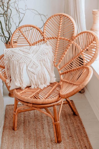 Fotel boho kwiat Rattanowy naturalny