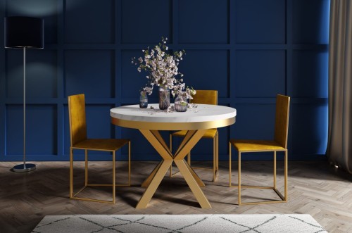 Stół w stylu glamour okrągły rozkładany NORDIC