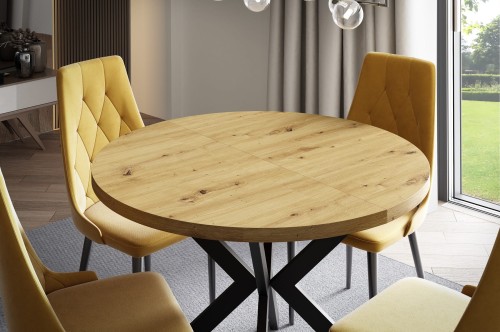Stół loftowy rozkładany BROON okrągły 100 cm artisan