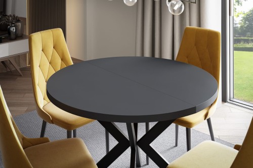 Stół loftowy okrągły czarny BROON