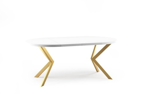 Stół glamour okrągły rozkładany złote nogi BROON 100 cm