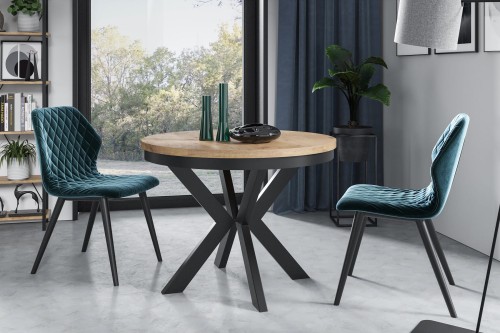 Stół loftowy rozkładany BROON okrągły 100 cm z obręczą