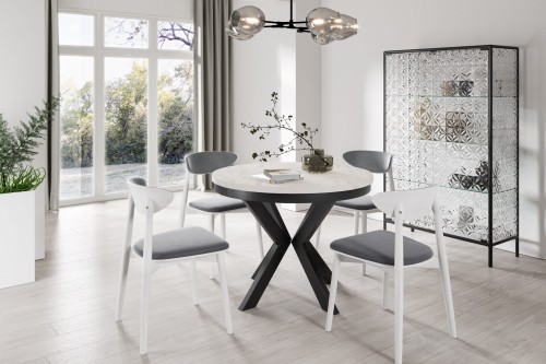 Stół loftowy rozkładany BROON okrągły 100 cm z obręczą