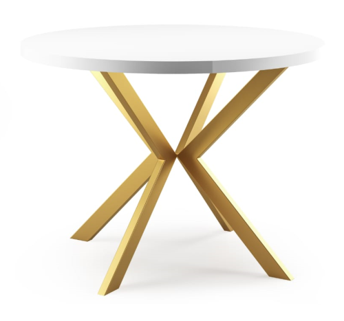 Stół glamour okrągły rozkładany złote nogi BROON 100 cm