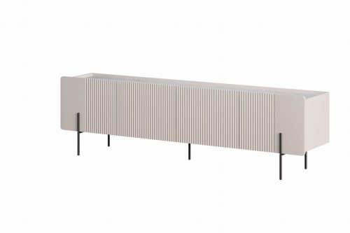 Szafka rtv 200 cm ryflowana z czarnymi nóżkami