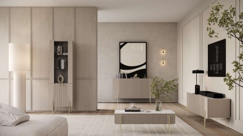 Melble do salonu ryflowane Malaga w kolorze kaszmirowym