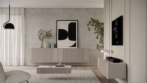 Meble do salonu ryflowane MALAGA kaszmir