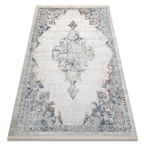 Dywan do salonu vintage ornament szary granatowy DISTIN 0826A