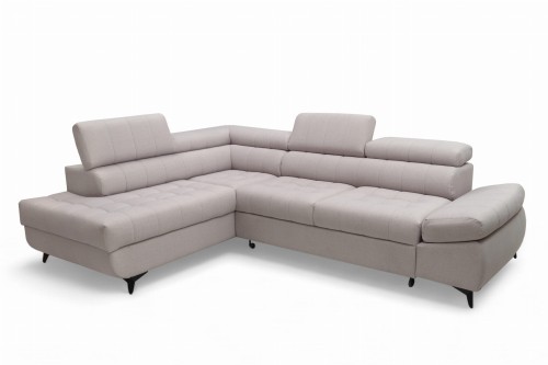 Narożnik z funkcją spania Valeria L beżowa tkanina Maya 01