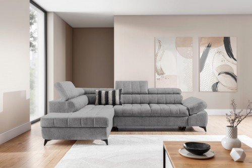 Narożnik rozkładany Valeria L szary szenil Perfect Harmony 80