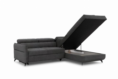 Narożnik rozkładany do salonu grafitowy Esma L