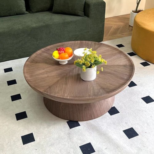Stolik kawowy okrągły drewniany 90 cm FUSJA L