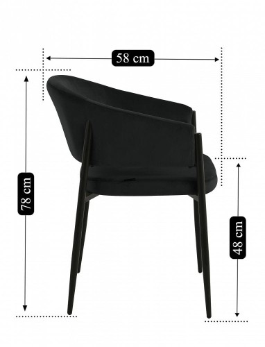 Krzesło czarne do jadalni velvet SANNA