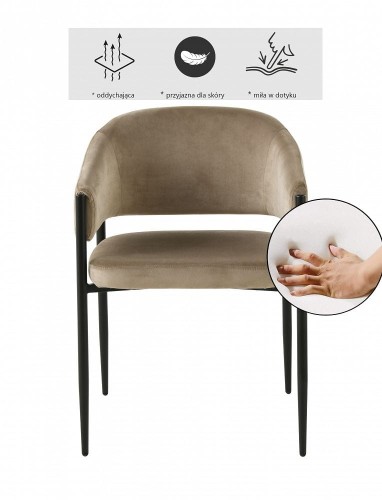 Krzesło beżowe welurowe SANNA