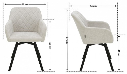 Wymiary krzesła obrotowego beżowego LESSI