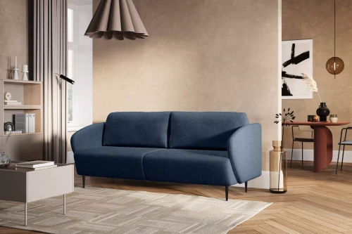 Kanapa z funkcją spania Natali granatowa plecionka Magni 206.18 czarne nóżki