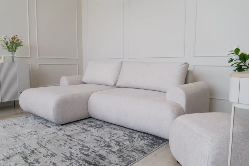 Narożnik rozkładany Lotus Mini kremowa dzianina hydrofobowa Blur 01