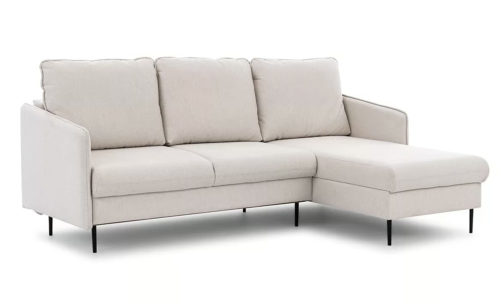 Narożnik z funkcją spania Talos Mini beżowa plecionka Loft 01 czarne nogi