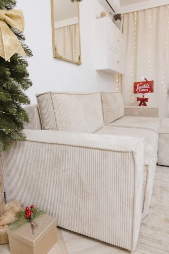 Kanapa do salonu rozkładana Flower beżowa