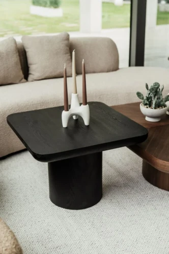 Stolik kawowy drewniany czarny 60x60 cm FABIO