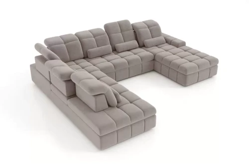 Duży narożnik z funckcją relax elektryczny beżowy