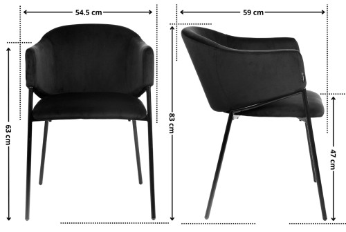 Wymiary krzesła welurowego KROSS czarnego