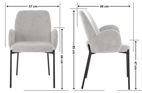 Szare krzesło tapicerowane Gardenia