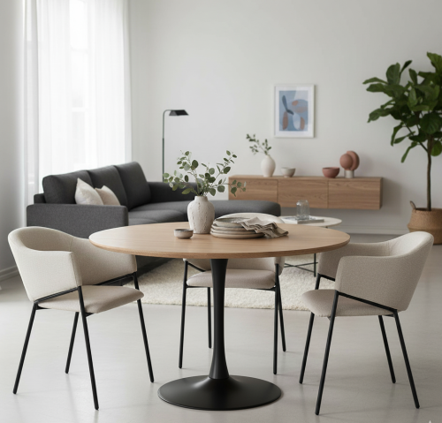 krzesło do jadalni tapicerowane beżowe KROSS