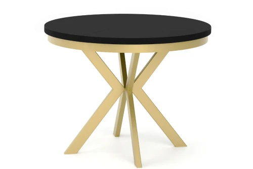 Stół do salonu złoty BROON 100 cm rozkładany z obręczą