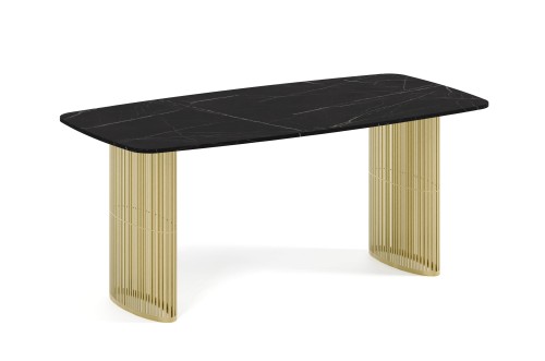 Stół owalny rozkładany ARCADIA 200 cm złote nogi glamour