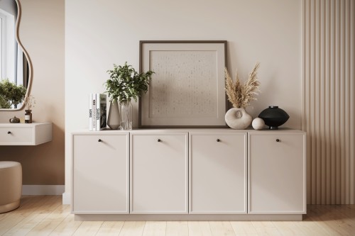 Komoda kaszmir 200 cm LORINI cokół czarne uchwyty