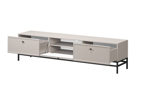 szafka-rtv-lorini-200-cm-z-szufladami---kaszmir---czarne-uchwyty---stelaz