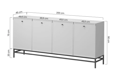 Wymiary komody Lorini 200 cm na stelażu