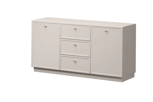 Komoda z szufladami kaszmir 150 cm LORINI złote uchwyty cokół