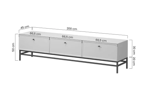 wymiary rtv LORINI 200cm stelaż